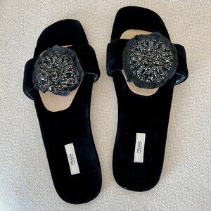 Vintage Prada Black Velvet Beaded Sandals EU Size 39